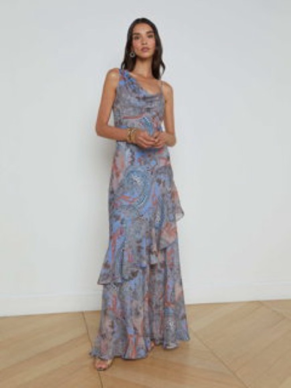 LAGENCE Viola Silk Cowl Neck Gown 6